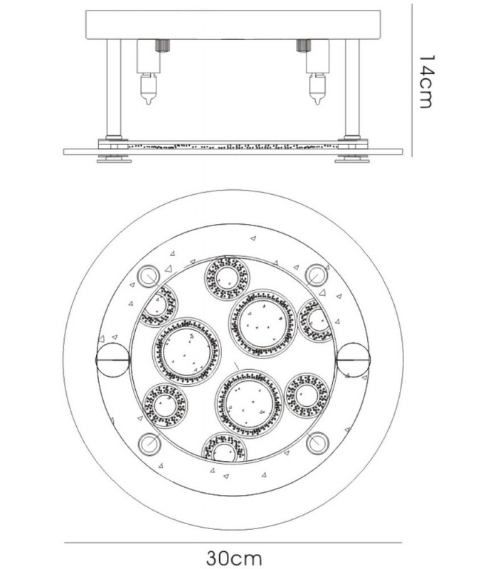 Ceiling Round with Circle Pattern 4 Light Polished Chrome, Crystal - 3