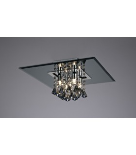 Flush Ceiling Square 5 Light G9 Polished Chrome, Smoked Mirror, Smoked Crystal - 2