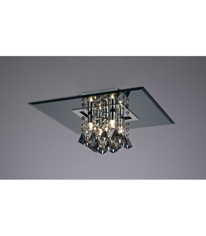 Flush Ceiling Square 5 Light G9 Polished Chrome, Smoked Mirror, Smoked Crystal - 2