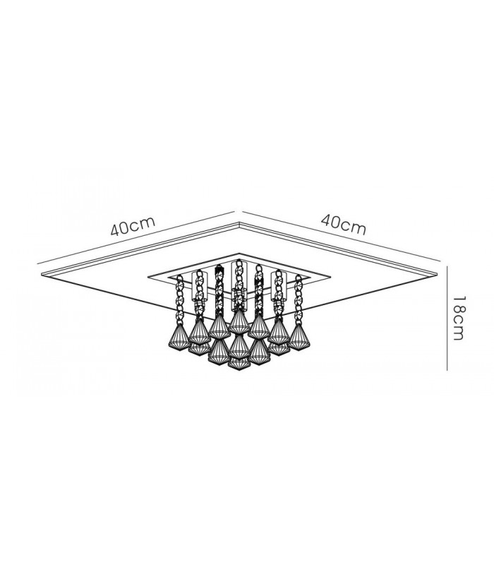 Flush Ceiling Square 5 Light G9 Polished Chrome, Smoked Mirror, Smoked Crystal - 3