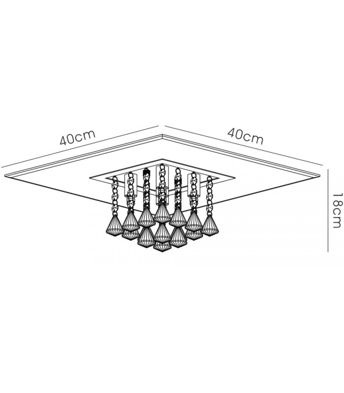 Flush Ceiling Square 5 Light G9 Polished Chrome, Crystal - 3