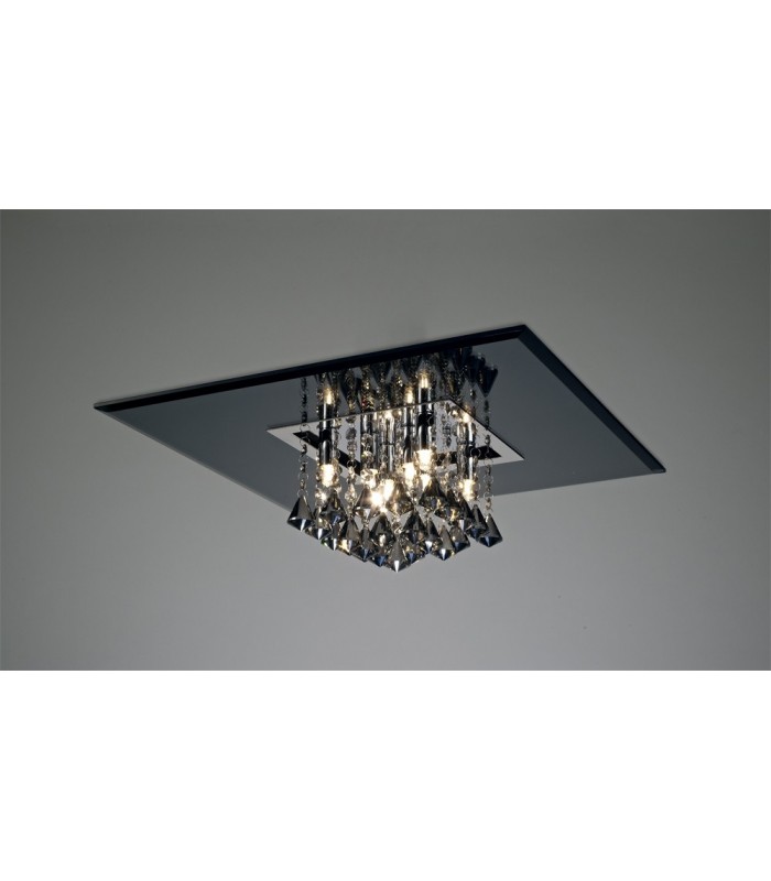 Flush Ceiling Square 8 Light G9 Polished Chrome, Smoked Mirror, Smoked Crystal - 2