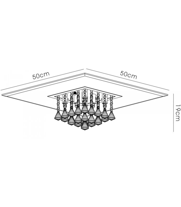 Flush Ceiling Square 8 Light G9 Polished Chrome, Crystal - 3