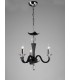 Ceiling Pendant Chandelier 3 Light Polished Chrome, Black Faux Leather, Crystal - 2