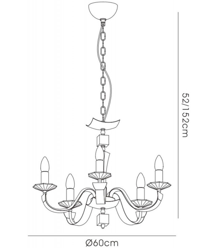 Ceiling Pendant Chandelier 5 Light Polished Chrome, Dark Brown Faux Leather, Crystal - 3