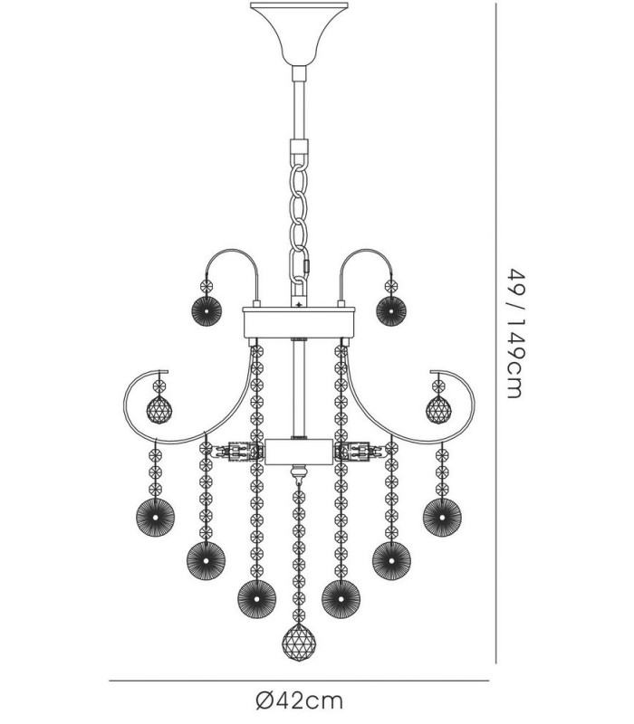 Ceiling Pendant 5 Light Polished Chrome, Crystal - 3