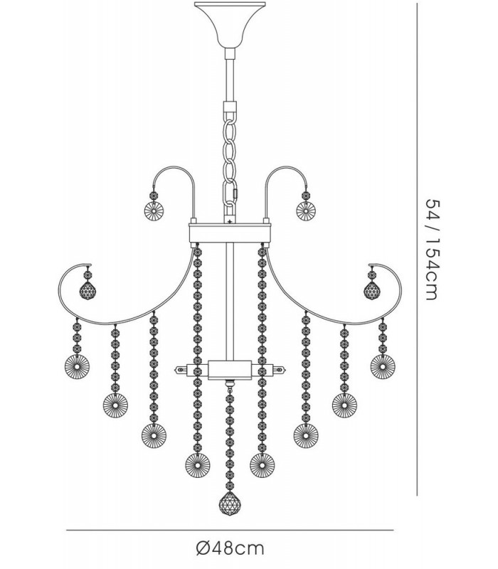 Ceiling Pendant 6 Light Polished Chrome, Crystal - 3