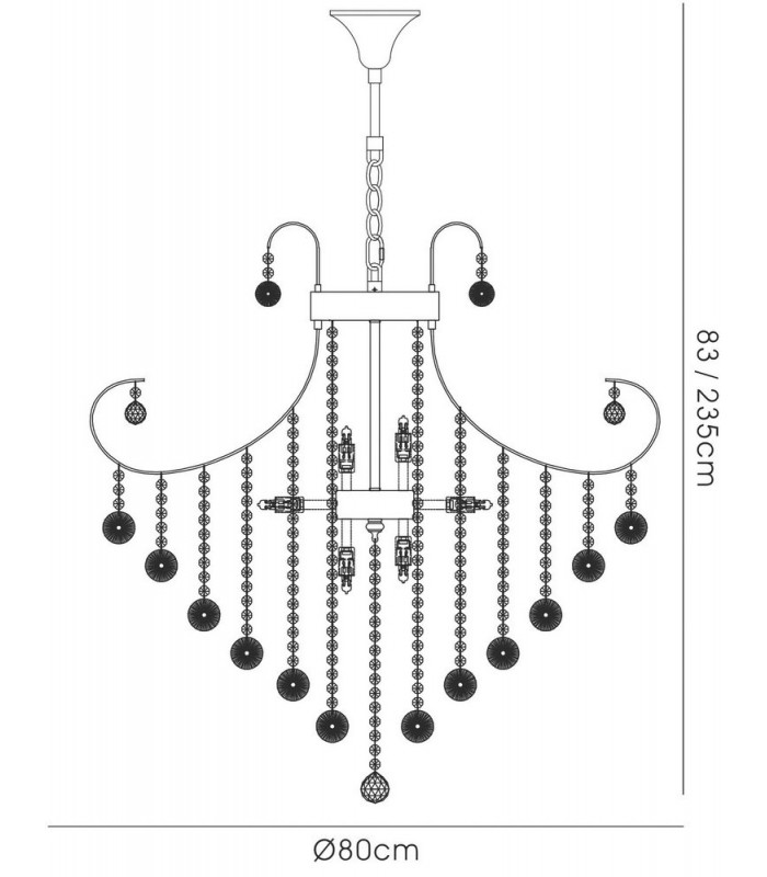 Ceiling Pendant 8 Light Polished Chrome, Crystal - 3