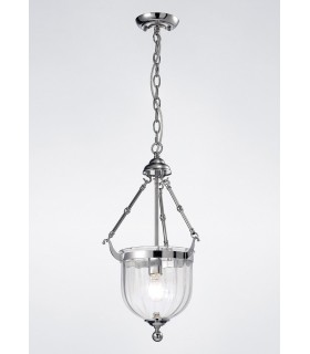 Ceiling Pendant Lantern 1 Light Polished Chrome, Glass - 2