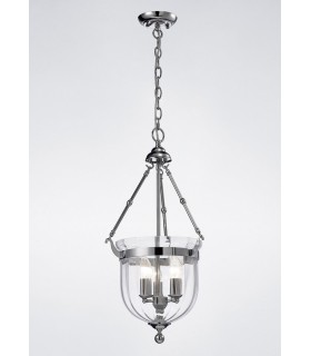 Ceiling Pendant Lantern 3 Light Polished Chrome, Glass - 2