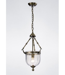 Ceiling Pendant Lantern 1 Light Antique Brass, Glass - 2