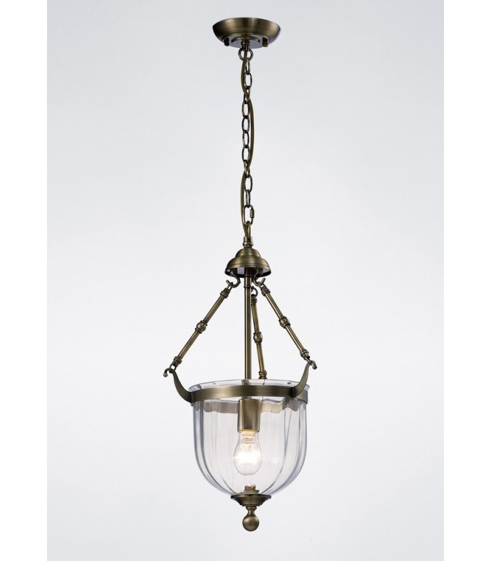 Ceiling Pendant Lantern 1 Light Antique Brass, Glass - 2