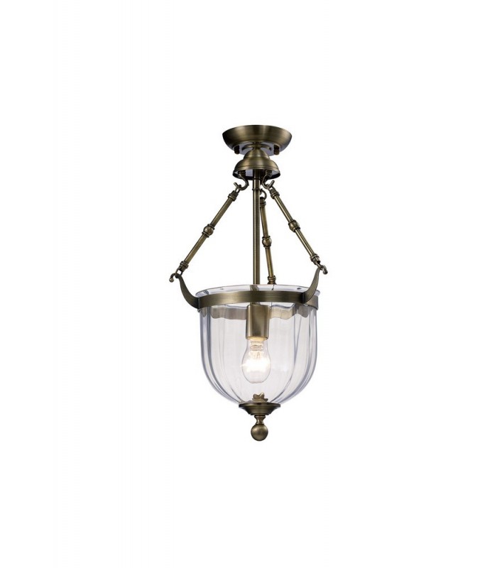 Ceiling Pendant Lantern 1 Light Antique Brass, Glass - 4
