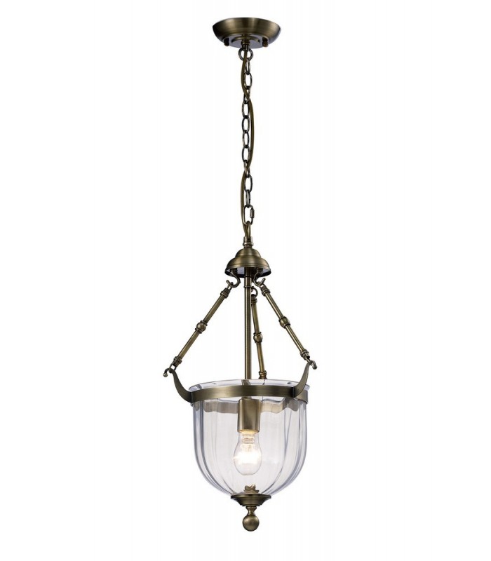 Ceiling Pendant Lantern 1 Light Antique Brass, Glass - 5