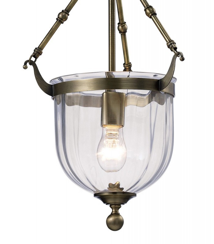 Ceiling Pendant Lantern 1 Light Antique Brass, Glass - 8