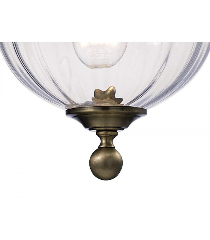 Ceiling Pendant Lantern 1 Light Antique Brass, Glass - 10
