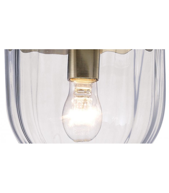 Ceiling Pendant Lantern 1 Light Antique Brass, Glass - 11