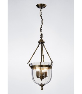 Ceiling Pendant Lantern 3 Light Antique Brass, Glass - 2