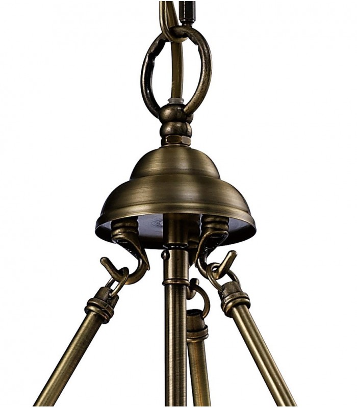 Ceiling Pendant Lantern 3 Light Antique Brass, Glass - 5