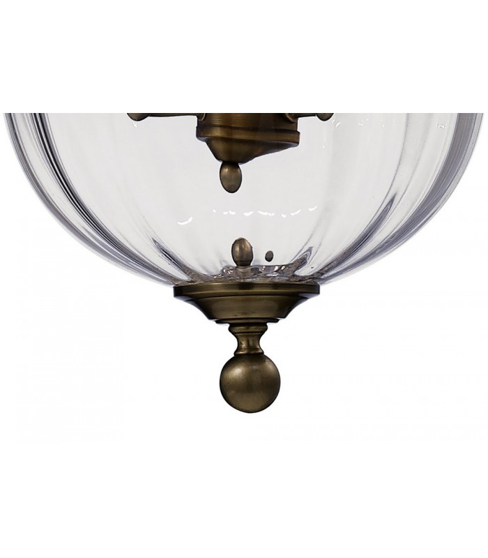 Ceiling Pendant Lantern 3 Light Antique Brass, Glass - 8