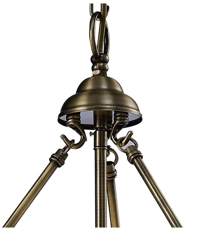 Ceiling Pendant Lantern 4 Light Antique Brass, Glass - 5