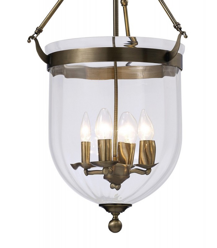Ceiling Pendant Lantern 4 Light Antique Brass, Glass - 6