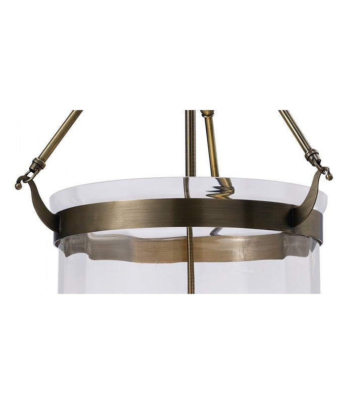 Ceiling Pendant Lantern 4 Light Antique Brass, Glass - 7