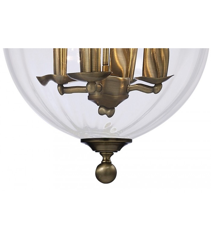 Ceiling Pendant Lantern 4 Light Antique Brass, Glass - 8