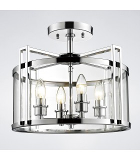 Semi Flush Ceiling 4 Light Polished Chrome, Glass - 2