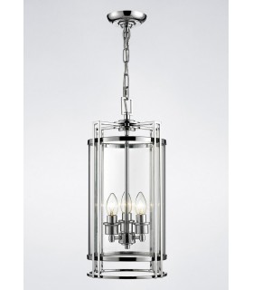Ceiling Pendant Lantern 3 Light Polished Chrome, Glass - 2