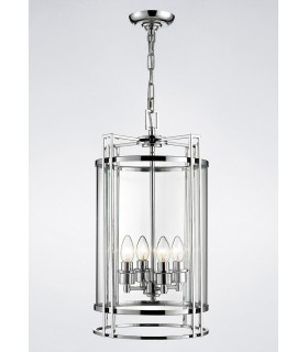 Ceiling Pendant Lantern 4 Light Polished Chrome, Glass - 2