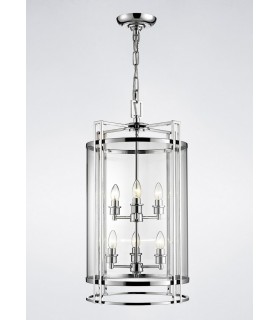 Ceiling Pendant Lantern 6 Light Polished Chrome, Glass - 2