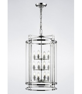 Ceiling Pendant Lantern 12 Light Polished Chrome, Glass - 2
