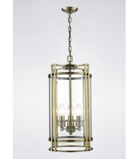 Ceiling Pendant Lantern 3 Light Antique Brass, Glass - 2