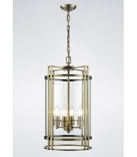 Ceiling Pendant Lantern 4 Light Antique Brass, Glass - 2
