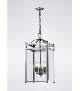 Ceiling Pendant Lantern 3 Light Polished Chrome, Glass - 2