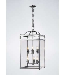 Ceiling Pendant Lantern 6 Light Polished Chrome, Glass - 2