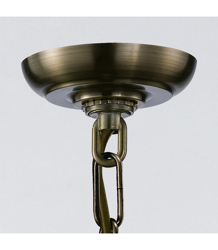 Ceiling Pendant Lantern 6 Light Antique Brass, Glass - 4