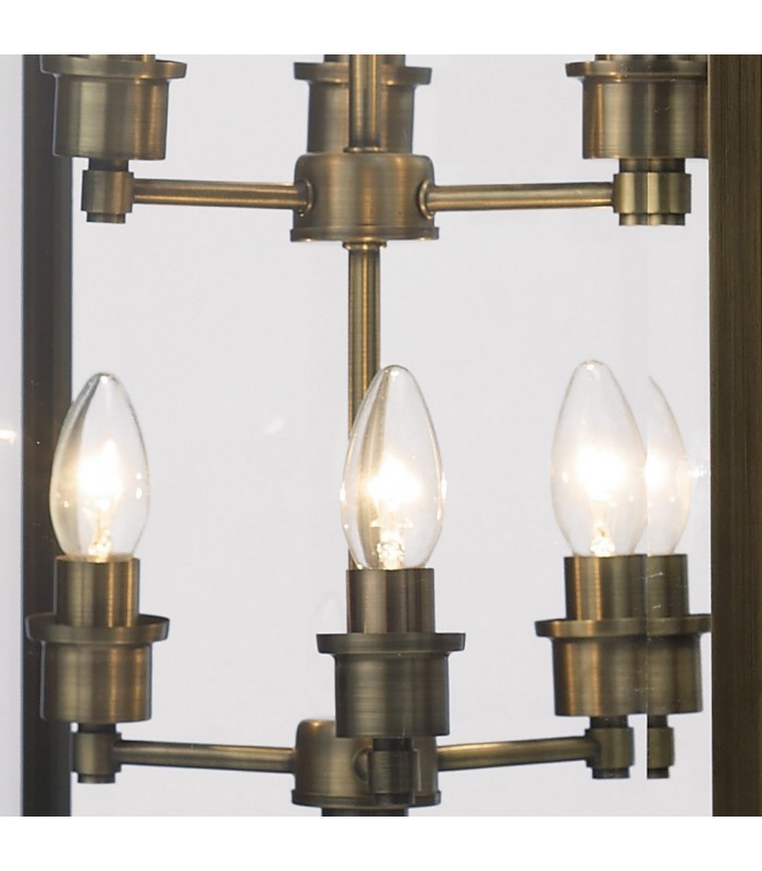 Ceiling Pendant Lantern 6 Light Antique Brass, Glass - 8