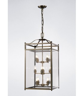 Ceiling Pendant Lantern 12 Light Antique Brass, Glass - 2
