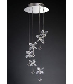 Ceiling Cluster Pendant 6 Light 4000K LED Polished Chrome, Crystal - 2