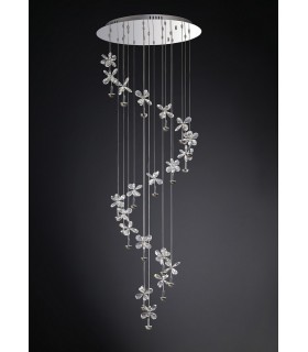 Ceiling Cluster Pendant 20 Light 4000K LED Polished Chrome, Crystal - 2