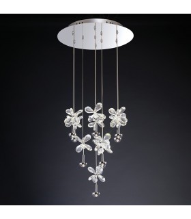 Ceiling Cluster Pendant Round 10 Light 4000K LED Polished Chrome, Crystal - 2