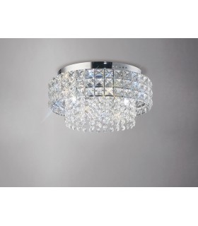 Flush Ceiling Round 4 Light Polished Chrome, Crystal - 2
