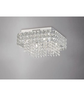Flush Ceiling Square 4 Light Polished Chrome, Crystal - 2