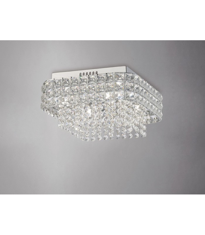 Flush Ceiling Square 4 Light Polished Chrome, Crystal - 2