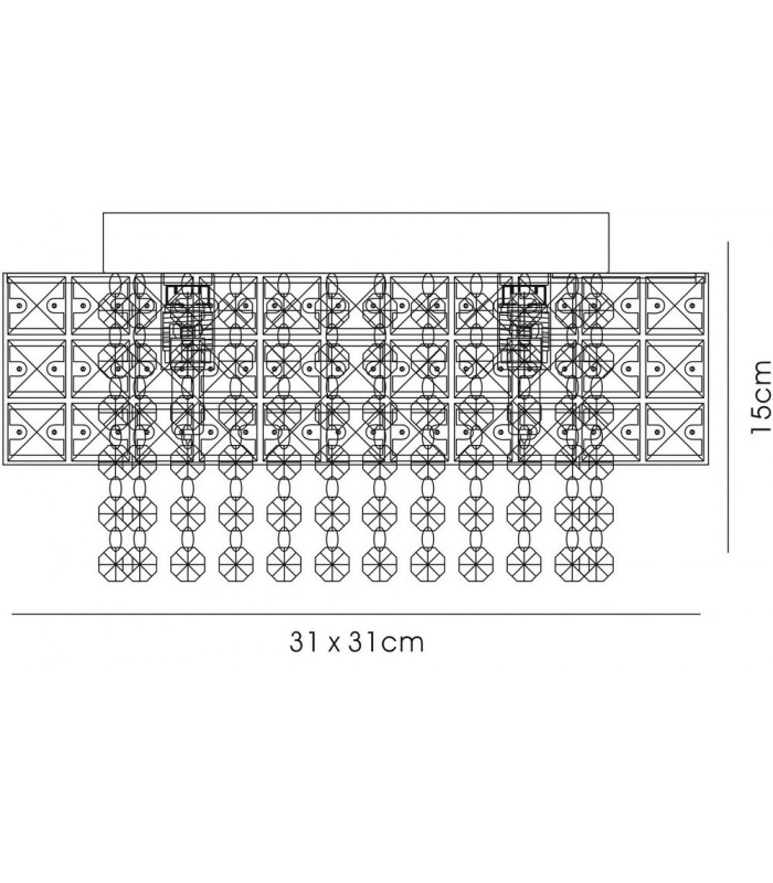 Flush Ceiling Square 4 Light Polished Chrome, Crystal - 3