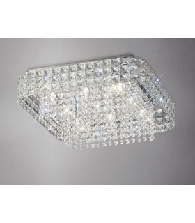Flush Ceiling Square 9 Light Polished Chrome, Crystal - 2