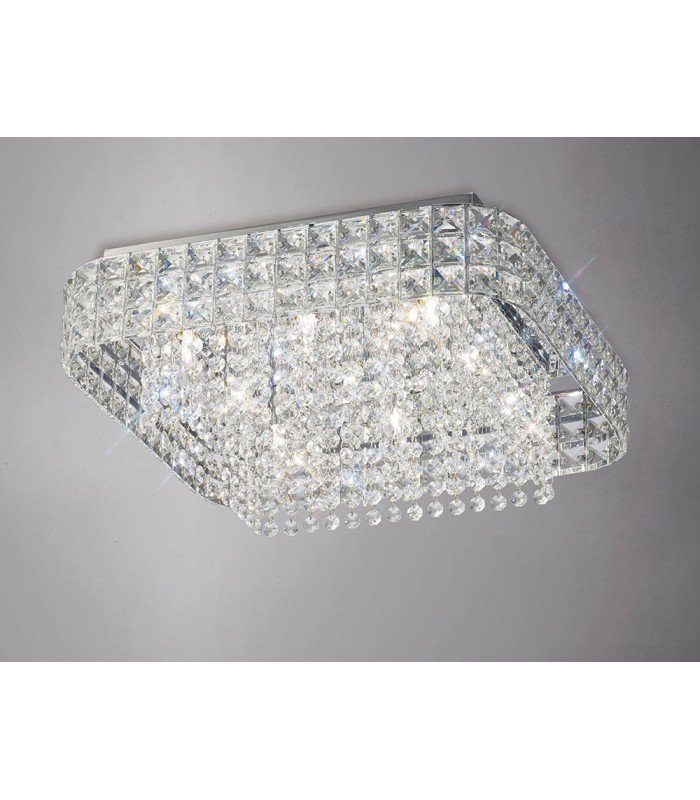 Flush Ceiling Square 9 Light Polished Chrome, Crystal - 2
