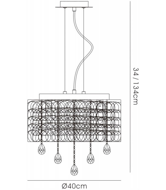 Ceiling Pendant 4 Light Polished Chrome, Crystal - 3